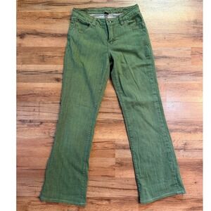Christopher Blue Flare Leg Jeans Green Stretch Denim Pants Boho